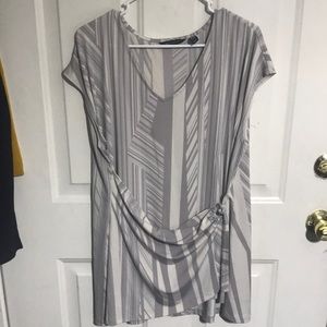 H by Halston Gray Striped Tunic